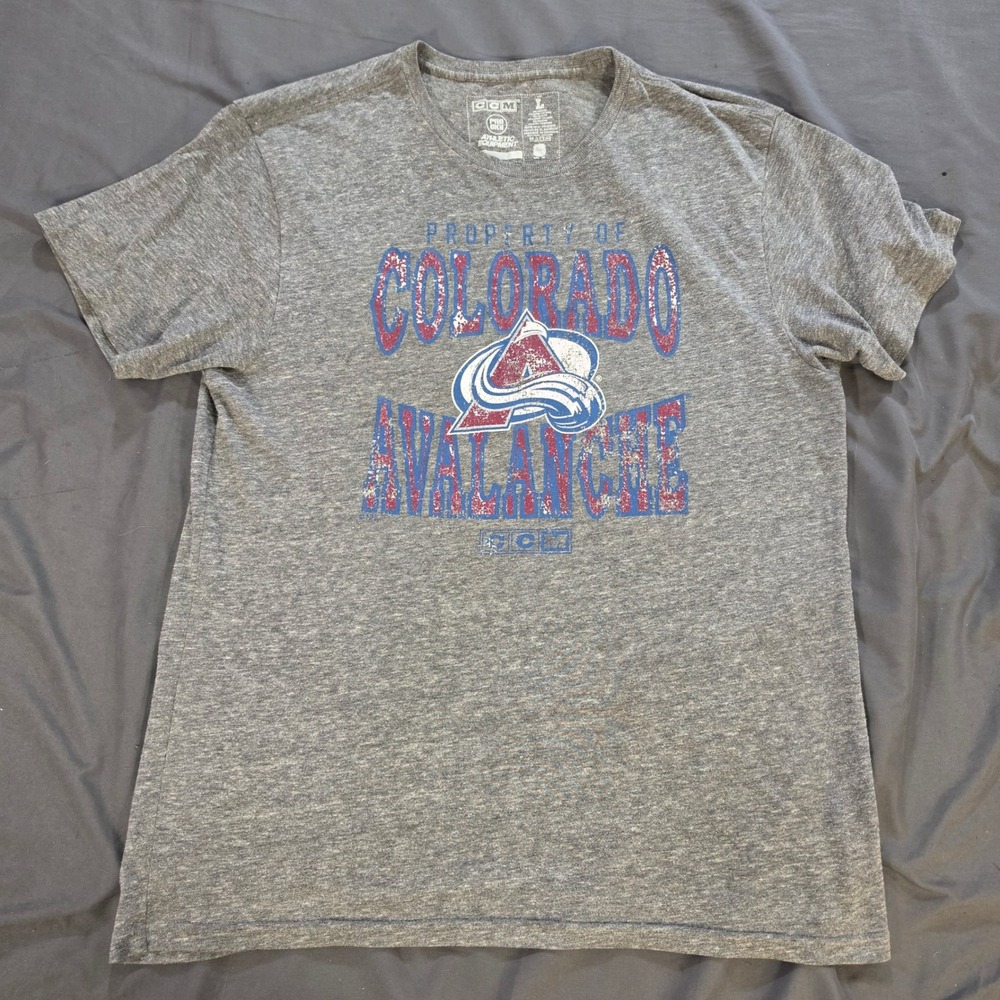 CCM Colorado Avalanche NHL Graphic T-Shirt Mens Large Gray Heather Tri-Blend